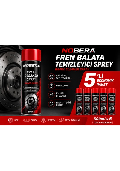 Nobera Fren Balata Temizleyici Sprey 500 Ml X 5 Adet