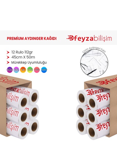 Feyza Bilişim Plotter Aydınger Kağıdı 112gr 45cm X 50mt-12