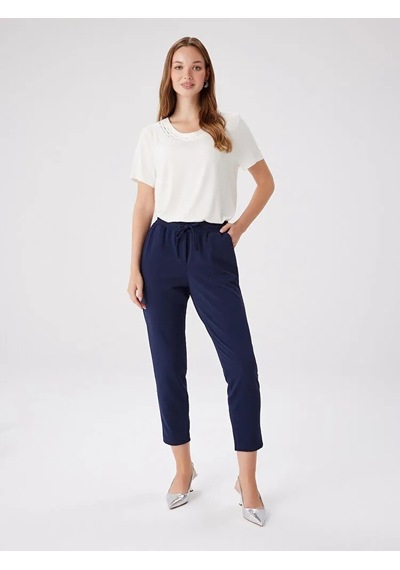 Faik Sönmez Comfort Fit Krep Örme Kadın Pantolon Bw27pnt002 Lacivert