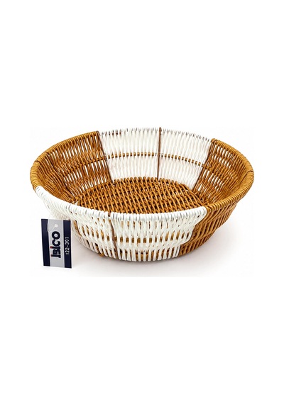Yuvarlak Hasır K.rengi - Beyaz Ekmek Sepeti 25cm 5468 Renkli