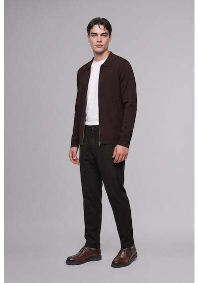 Defacto Standart Fit Polo Yaka Basic Fermuarlı Triko Hırka D3592ax26aubn339 Kahve-bn339