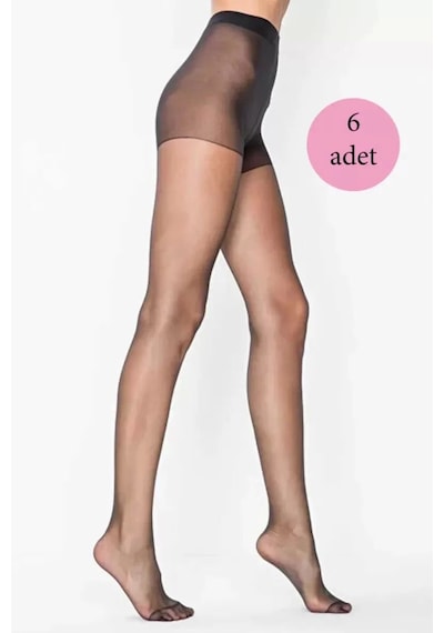 6 Adet Parlak Fit 15 Likralı Külotlu Çorap Siyah Çok Renkli