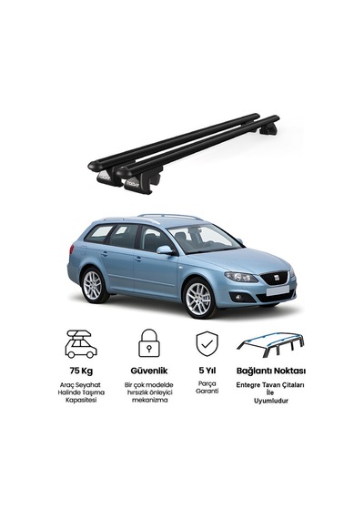 Venüs Seat Exeo St 2009-2013 Uyumlu Siyah Ara Atkı Port Bagaj Tavan Barı