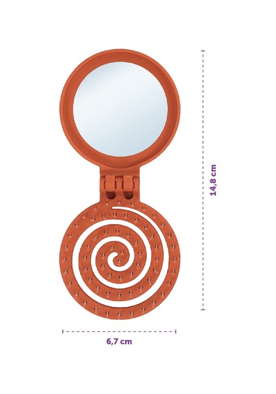 Beauty Makaron Saç Fırçası - 3d Esnek, Aynalı, Çanta Boy - Compact Detangler Sonbahar Turuncusu