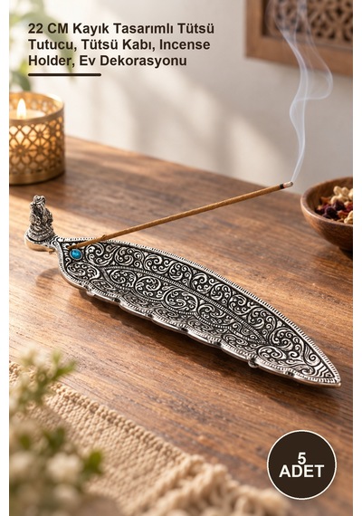 5 Adet Metal Kayık Tütsülük 22 Cm Kayık Tasarımlı Tütsü Tutucu, Tütsü Kabı, Incense Holder, Ev Dekorasyonu