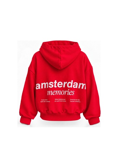 Hiccup Fermuarlı Kapüşonlu Sweatshirt Kırmızı