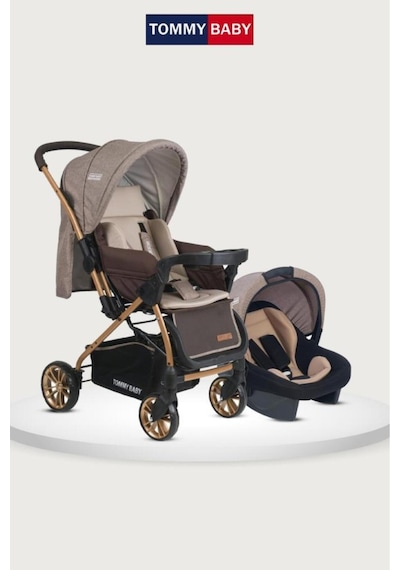 Tommybaby TB-980 Gold Travel Sistem Bebek Arabası Puset Füme