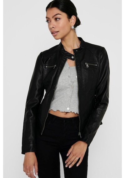 Only Kadın Siyah Deri Ceket Onlbandit Faux Leather Biker 15081400-blk 001