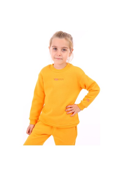 Toontoy Kız Çocuk Relax Fit Bisiklet Yaka Hafif Düşük Omuz Nakış Baskılı Sweatshirt - 3 İplik Şardonlu Turuncu Toontoy Kız Çocuk Relax Fit Bisiklet Yaka Hafif Düşük Omuz Nakış Baskılı Sweatshirt - 3 İplik Şardonlu Turuncu