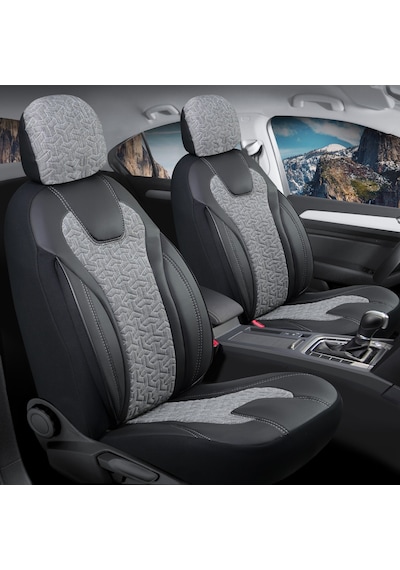 Toyota Auris I 2006-2012 Deri Detaylı Oto Koltuk Kılıfı Ön Arka Set Siyah Füme Siena Seri Şhn