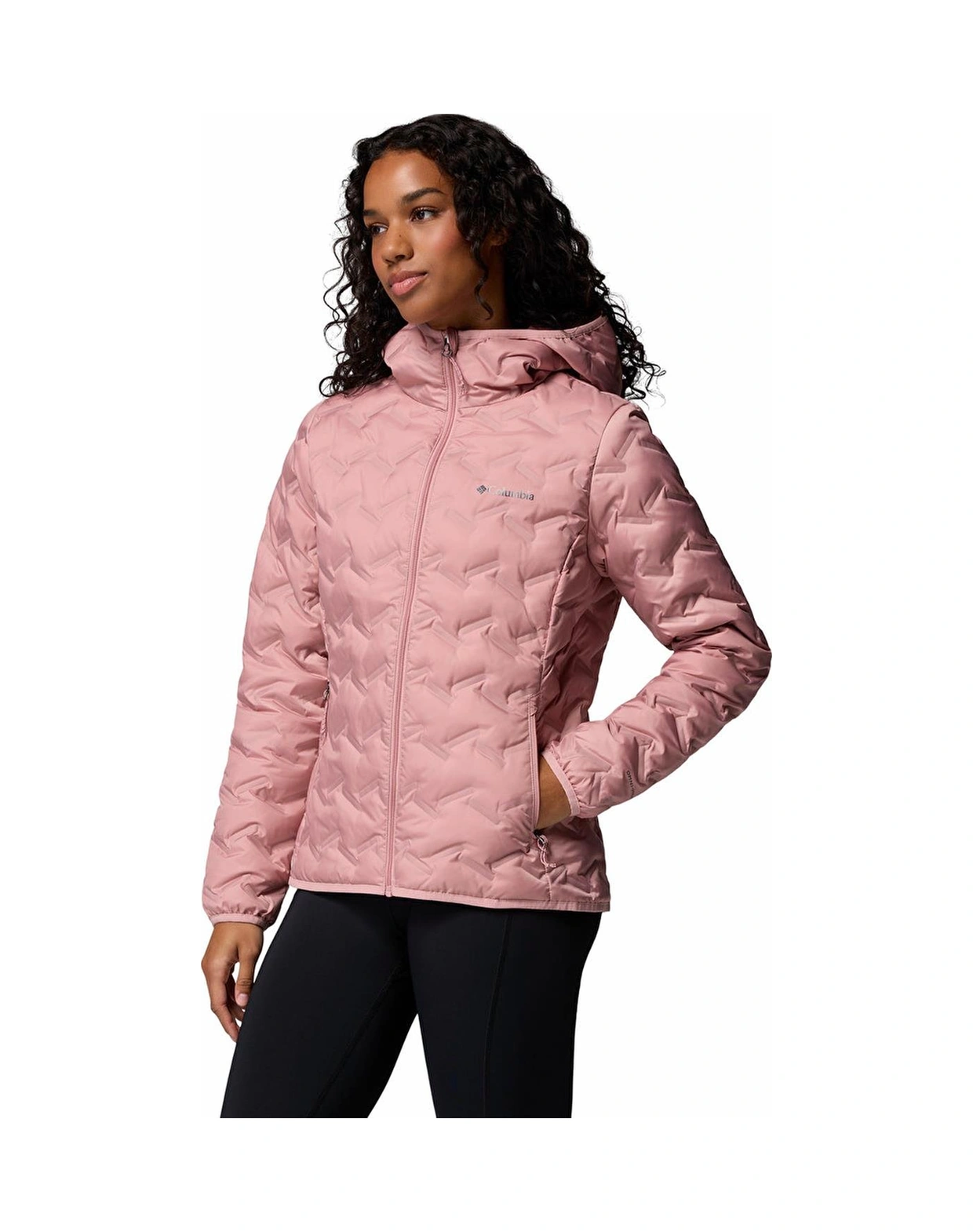 Columbia Wk2769 Delta Ridge Iı Down Hooded Jacket Kadın Mont-30844 Pembe