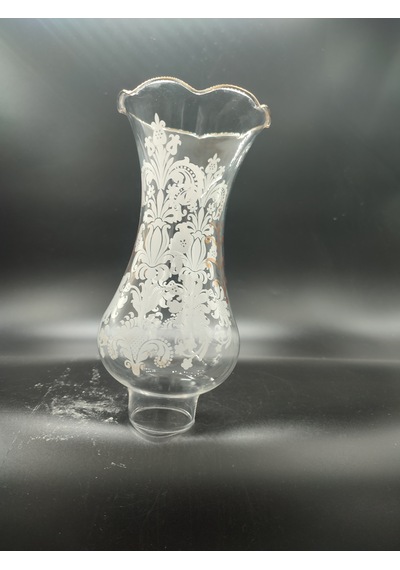 Avize Lamba Camı.altın Yaldızlı,motifli Alt Yuva Çapı:4.50 Cm-h:21.00 Cm E.14 Mum Ampule Göre.