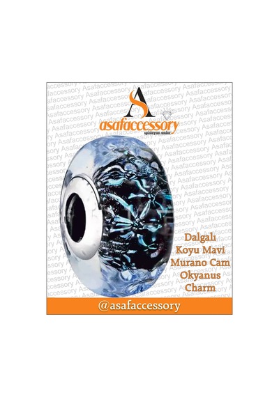 Dalgalı Okyanus Murano Charm Asafaccessory Gümüş