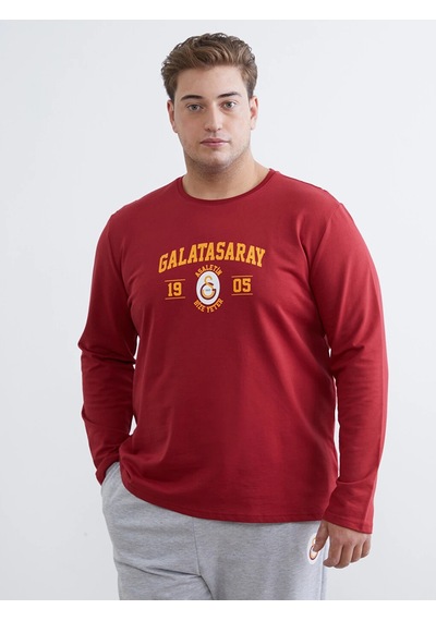 Lc Waıkıkı Kırmızı Büyük Beden Standart Kalıp Galatasaray Baskılı Erkek Pijama Takımı