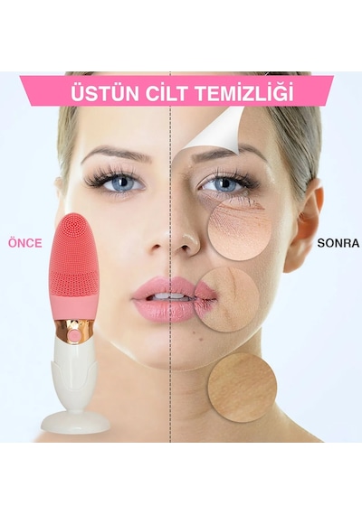 Derin Gözenek Temizliği İçin İnce Kaba Silikon Uçlu Elektrikli Yüz Temizleme Fırçası