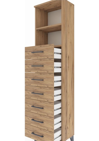 Arges Dolap 2 Raflı 7 Çekmeceli 44x30x182 Çam-çam Çam