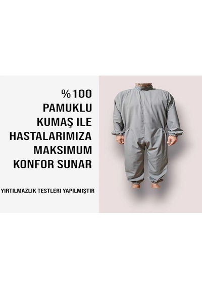 Benlife Uzun Kol Demans Tulumu Hasta Kıyafeti Gri