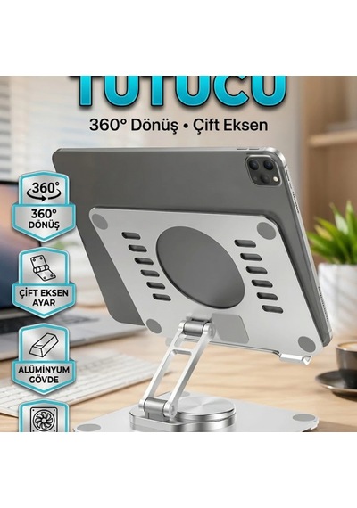 Çift Eksenli Ayarlanabilir Evrensel Tablet Standı Masaüstü Destek Tutucu