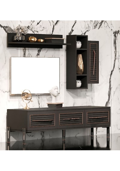 Tocco-platin Modern Kitaplıklı Tv Ünitesi