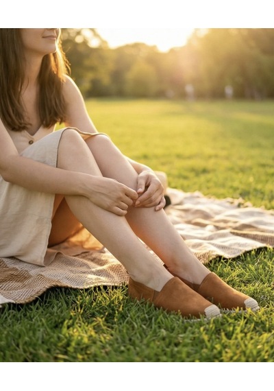 Futsishoes Gardenıa Taba Süet Dokulu Hakiki Deri Espadril