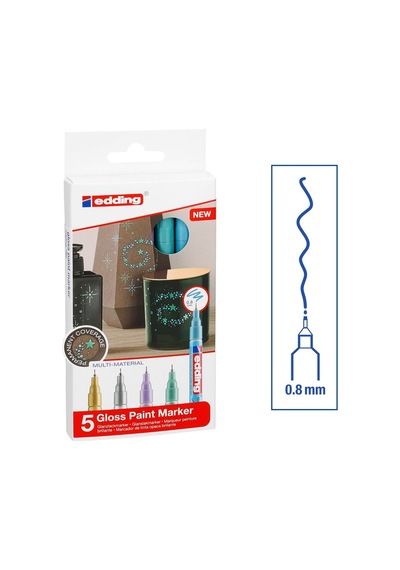 Edding 780 Gloss Paint Marker Metalik Renkler 0.8 Mm 5Li Set