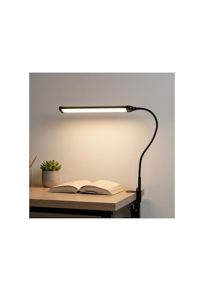 Esnek Kol Tasarımlı Led Masa Lambası, 12w, 3 Renk Sıcaklığı, Klipsli 10 Parça Siyah