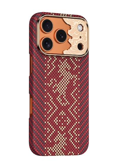 Apple iPhone 17 Pro Max Kılıf M-safe Uyumlu Karbon Fiber Benks Knight Armorair Kevlar Kapak Kırmızı Kırmızı