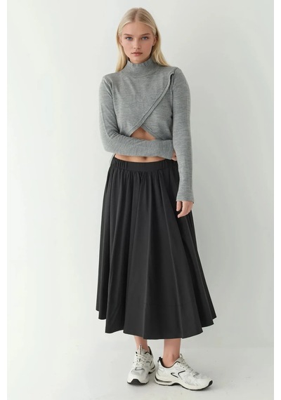 Hiccup Asimetrik Turtleneck Triko Kazak Gri