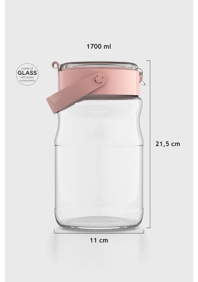 Renga Mono 1700 Ml Pembe Kapaklı Cam Kavanoz 131072 Pembe