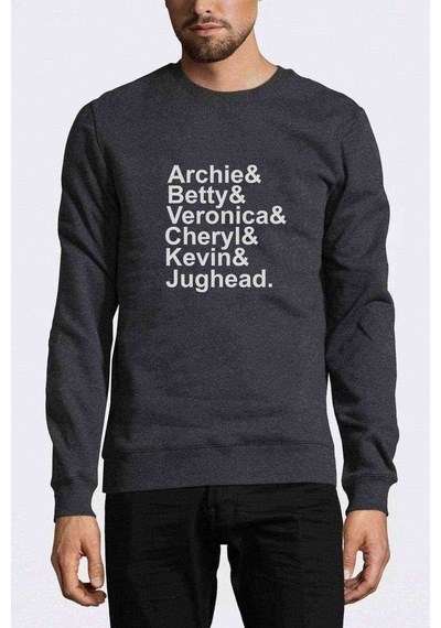 Riverdale Characters Name Baskılı Füme Antrasit Erkek Sweatshirt