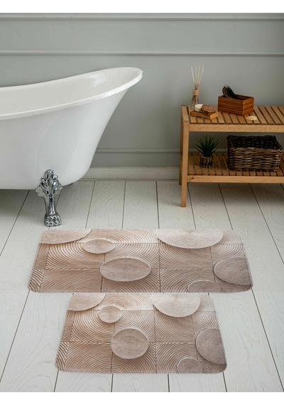 Rovigo Home Baskılı Kaymaz Taban 2 Li Banyo Paspas Takım Rvg5119-100X60-60X50 Çok Renkli