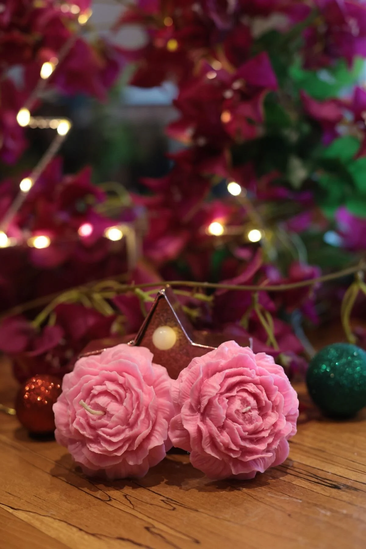 2'li Şakayık Pembe Renk Gül Kokulu Dekoratif Mum