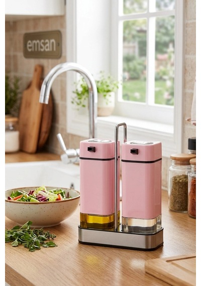 Emsan Plaza Elegance Baby Pink Standlı Yağlık & Sirkelik Seti Çok Renkli