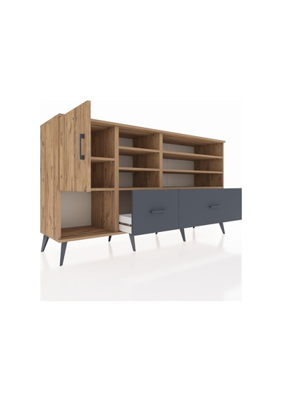 Hyperion Konsol 8 Raflı 2 Çekmeceli Tek Kapaklı 176x44x99 Çam-ça Çam-çam/antrasit Hyperion Konsol 8 Raflı 2 Çekmeceli Tek Kapaklı 176x44x99 Çam-ça Çam-çam/antrasit