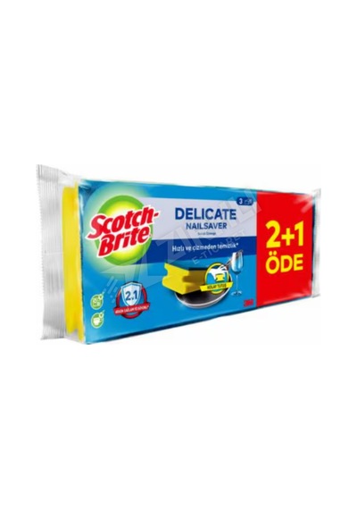 Scotch Brite Çizmez Klasik Sünger Tırnak Koruyuculu 2+1