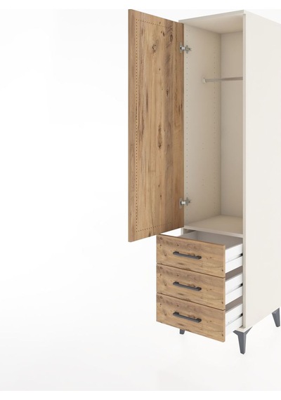 Hyperion Dolap Tek Raflı 3 Çekmeceli Tek Askılı 44x44x182 Ayt... Aytaşı