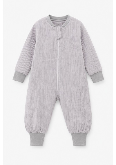 Babyhola Çocuk Uyku Tulumu 1-8 Yaş Unisex Uzun Kollu 1 Tog %100 Pamuk Müslin 2706 Gri