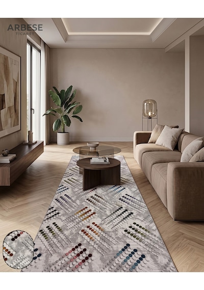 Arbese Premium Gri Renkli halı Kaymaz Tabanlı Kesme Yolluk Koridor Mutfak Salon Halısı Yüksek Kalite