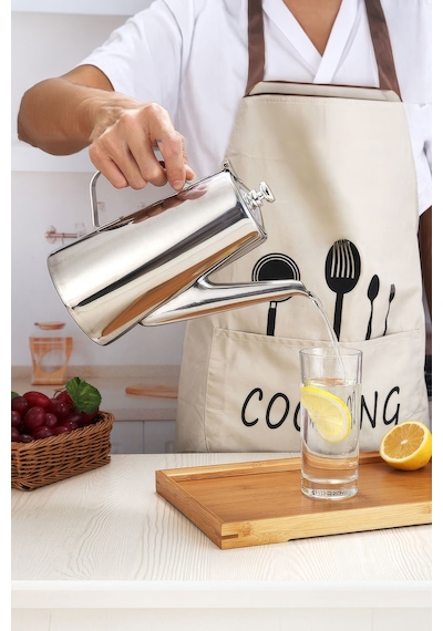 Paslanmaz Çelik Kapaklı Düşük Kalite Restoran İçin Street Chrome 1500 Ml Sürahi Mt275by