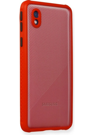 Newface - 915 - Samsung Galaxy Uyumlu A01 Core Kılıf Miami Şeffaf Silikon - Csmo-tex - - Kırmızı