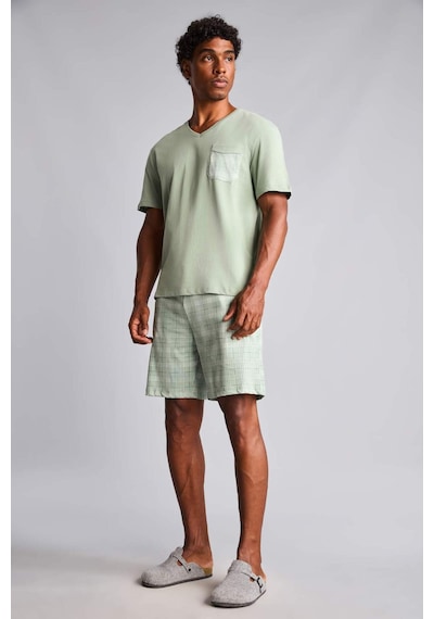 Defacto %100 Pamuk New Regular Fıt Kısa Kollu 2li Açık Yeşil Şortlu Pijama Takımı I0877ax26hsgn1107 Yeşil-gn1107