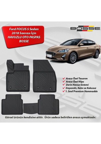 Ford Focus 5 Paspas Sedan 3D Havuzlu Bosse Paspas 2018 2023