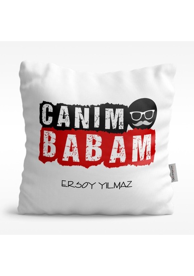 Kişiye Özel Canım Babam Tasarımlı Beyaz Saten Yastık - 5