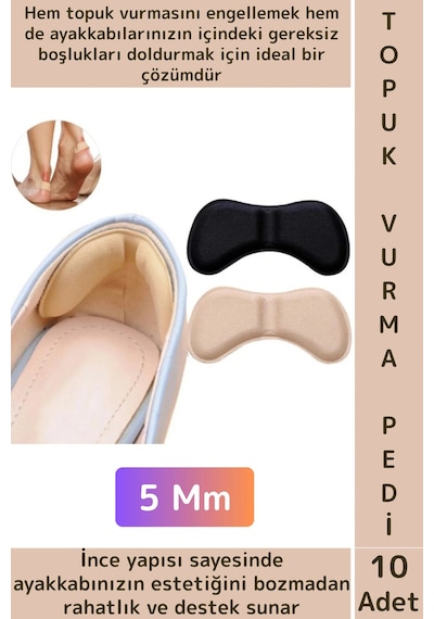 Gündelik Konforlu İnce Yumuşak Ayak Topuk Vurma Önleyici Boşluk Doldurma Daraltma Pedi 5 Mm 10 Adet