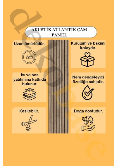 Atlantik Çam 60x270 Cm Yeni Nesil Akustik Ahşap Duvar Paneli