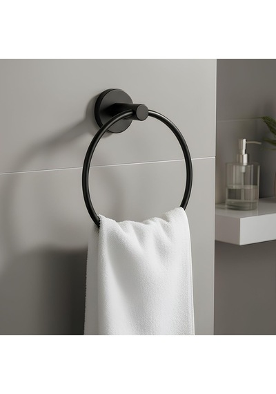 Tr Vidalı Siyah Renkli Yuvarlak 16 Cm Banyo Mutfak Lavabo Pratik Havluluk Askılığı Diğer