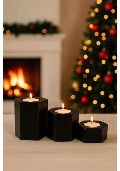 Dekoratif Tealight Mumluk Siyah Tealight