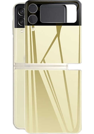 Samsung Galaxy Uyumlu Z Flip 3 Zore 3D Standart 2 in 1 Arka Koruyucu-Gold Gold