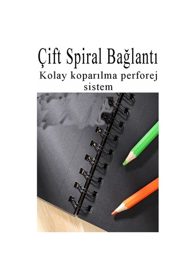 Telli Eskiz Defteri Siyah A4 1 Adet Spiralli Siyah Eskiz Defteri 150 Gr 40 Yaprak Grafit Yağlı Pastel Jel Mürekkep Ka