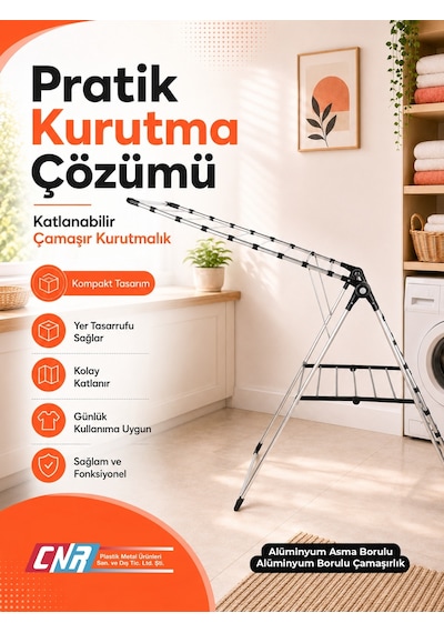 CNR Alüminyum Çamaşır Kurutmalık Askısı Samira Full Alüminyum Çamaşırlık -